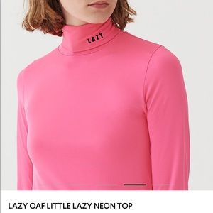 NWT LAZY OAF LITTLE LAZY NEON PINK TOP